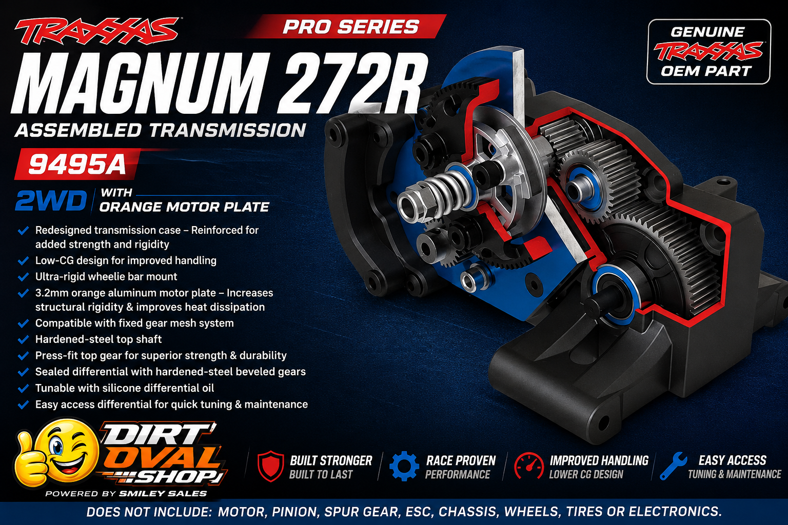 Traxxas Pro Series Magnum 272R Assembled Transmission 9495A Gearbox Red 2WD